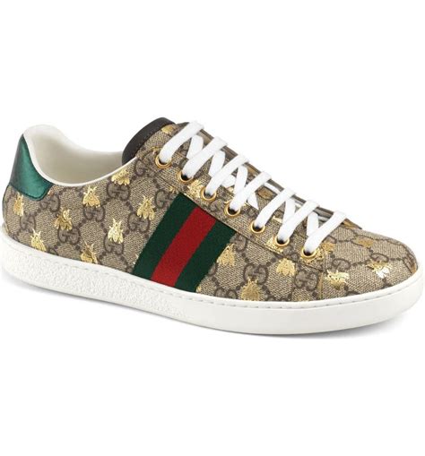 gucci bee mettalic sneakers